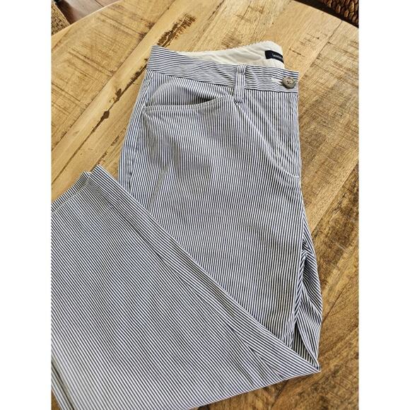 Lands's End Fit 2 Cropped Striped Seesucker Pants Women's Size 8P Preppy - Picture 1 of 7
